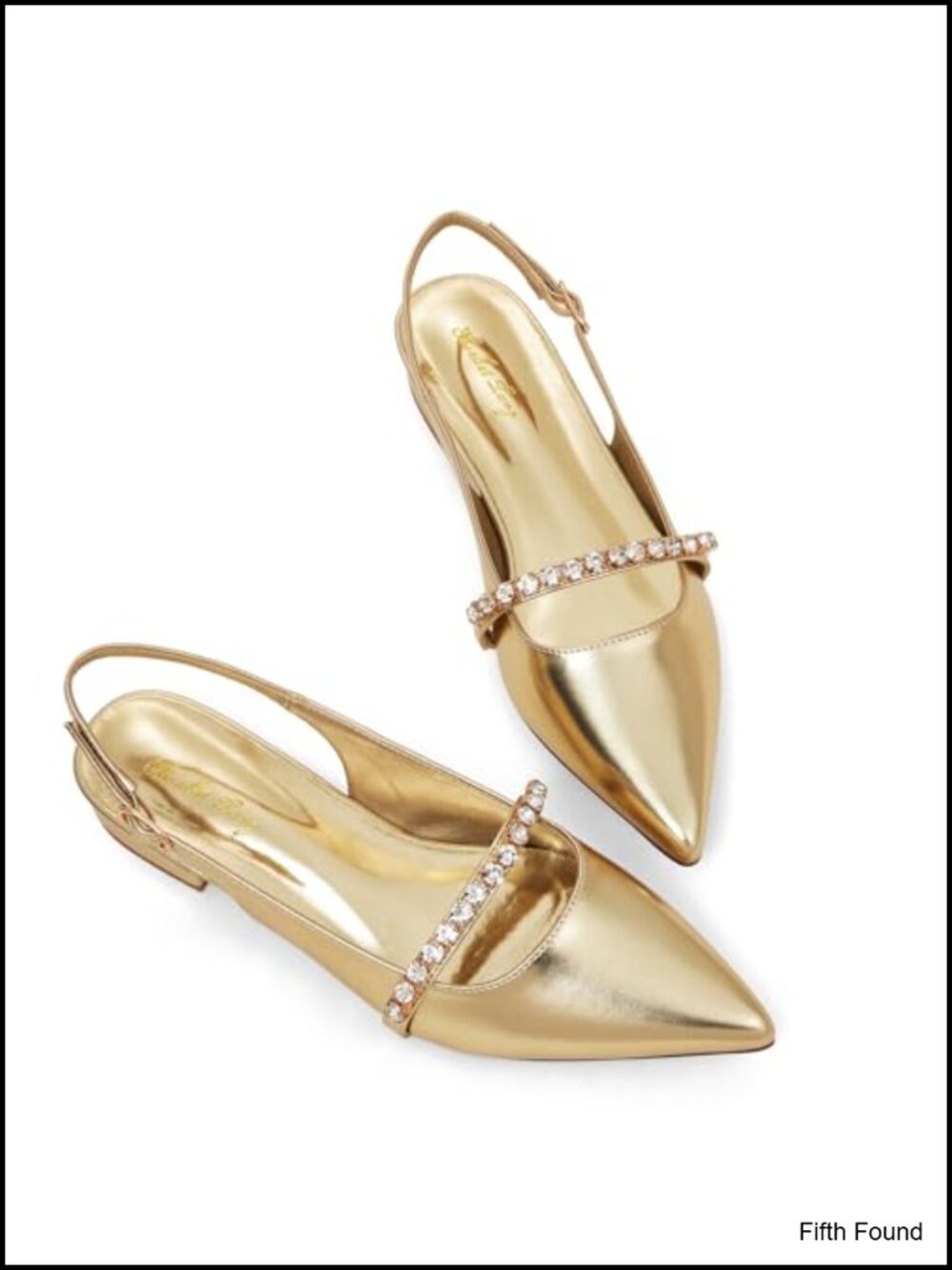 Slingback Flats with Rhinestone Pointed Toe Dressy Shoes